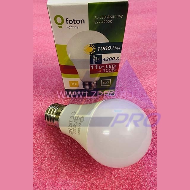 Лампа светодиодная FL-LED-A60 11W 4200К 1060lm 220V E27 белый свет foton
