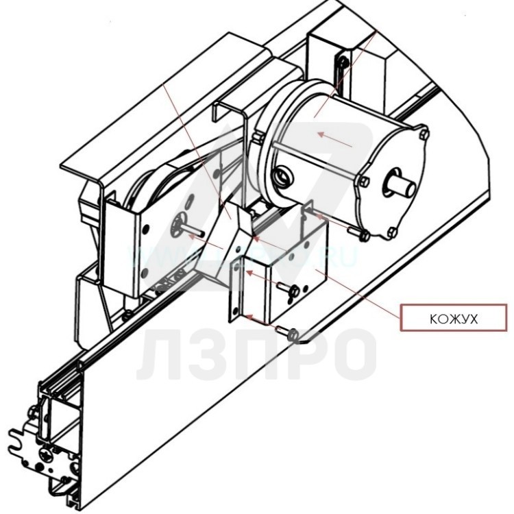 Защитный кожух в сборе с кронштейном крепления энкодера привода ДК PAX Otis