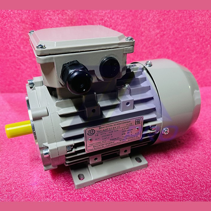 Двигатель асинхронный 0,37кВт 220/380В 1320 об/мин 2,0/1,2А (мал. фланец+лапы) IM2181 F100 АИР63В4У2