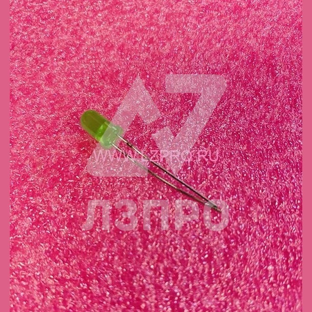 Светодиод зеленый 50° d=3мм 5мКд 700нМ