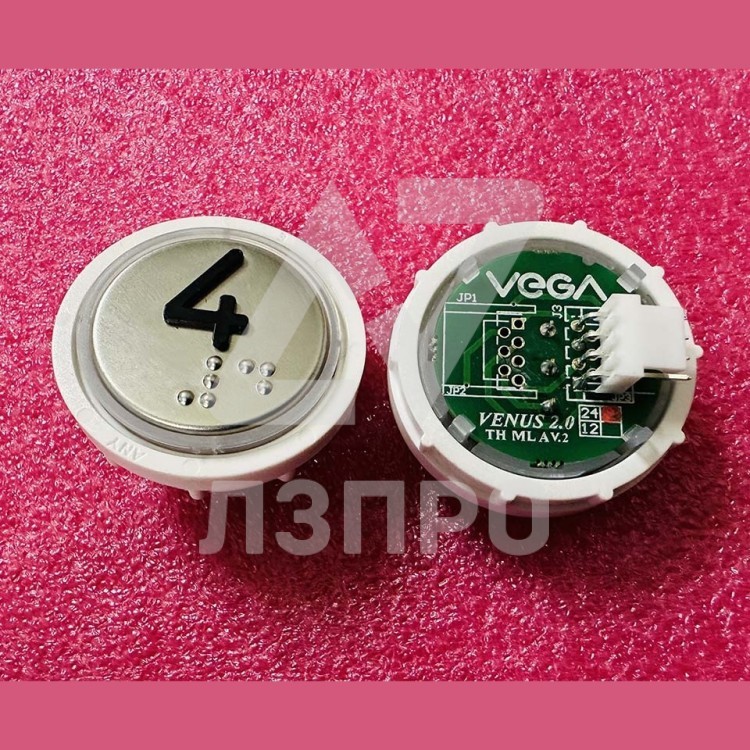 Модуль кнопочный с кодом Брайля красная подсветка MLA разъем AMP "4" Venus Vega