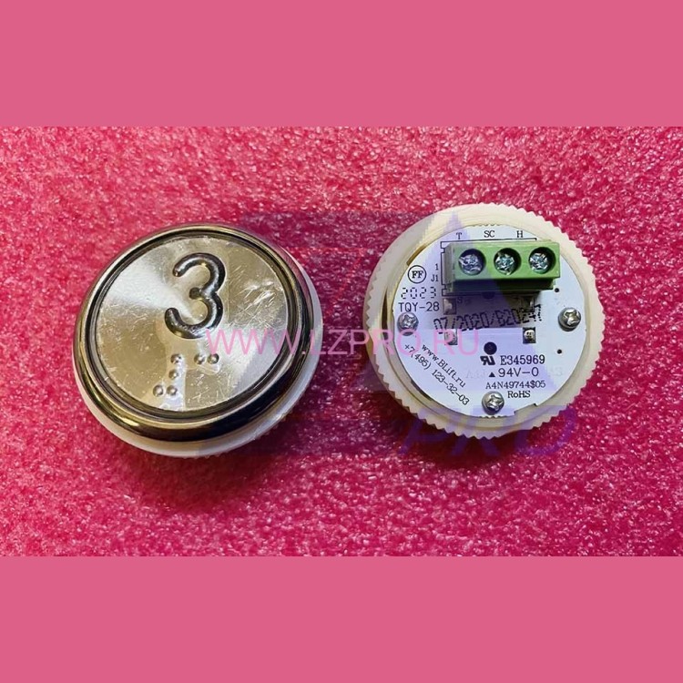 Модуль кнопочный A4N49744$05 красная подсветка Брайль "3" BBP-R331-CMPLT-D-R-03 (EA2406S-D-R-03) ЩЛЗ